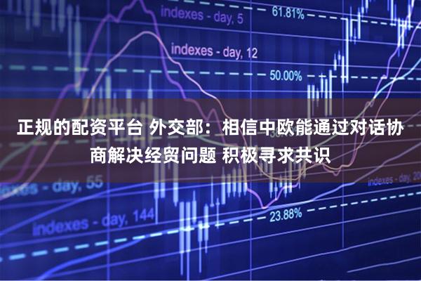 正规的配资平台 外交部：相信中欧能通过对话协商解决经贸问题 积极寻求共识