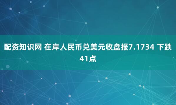 配资知识网 在岸人民币兑美元收盘报7.1734 下跌41点