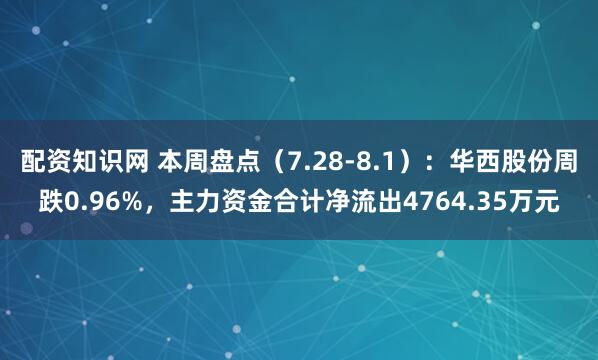 配资知识网 本周盘点（7.28-8.1）：华西股份周跌0.96%，主力资金合计净流出4764.35万元
