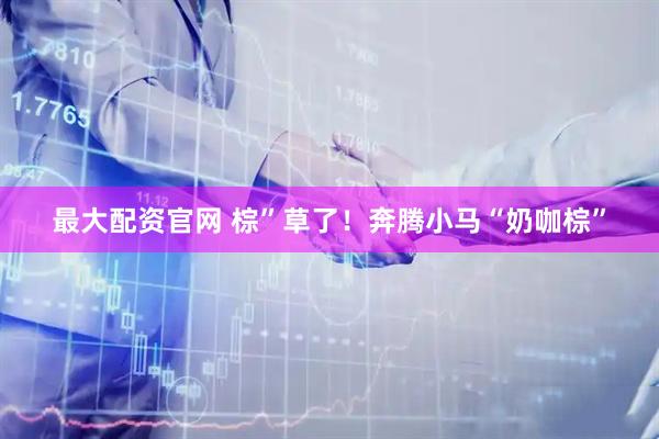 最大配资官网 棕”草了！奔腾小马“奶咖棕”